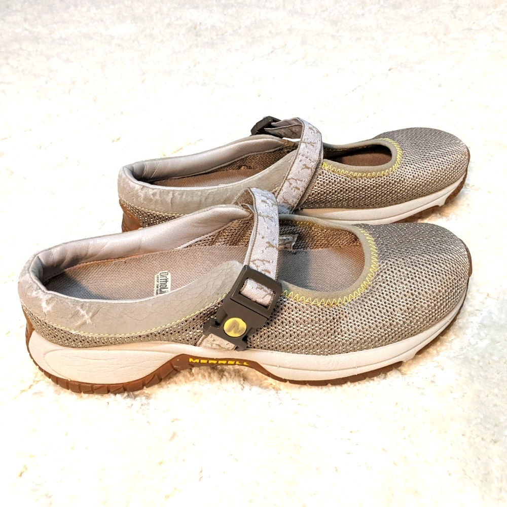 MERRELL  Encore Ortholite Mary Jane Beige Mesh Shoes, 7.5